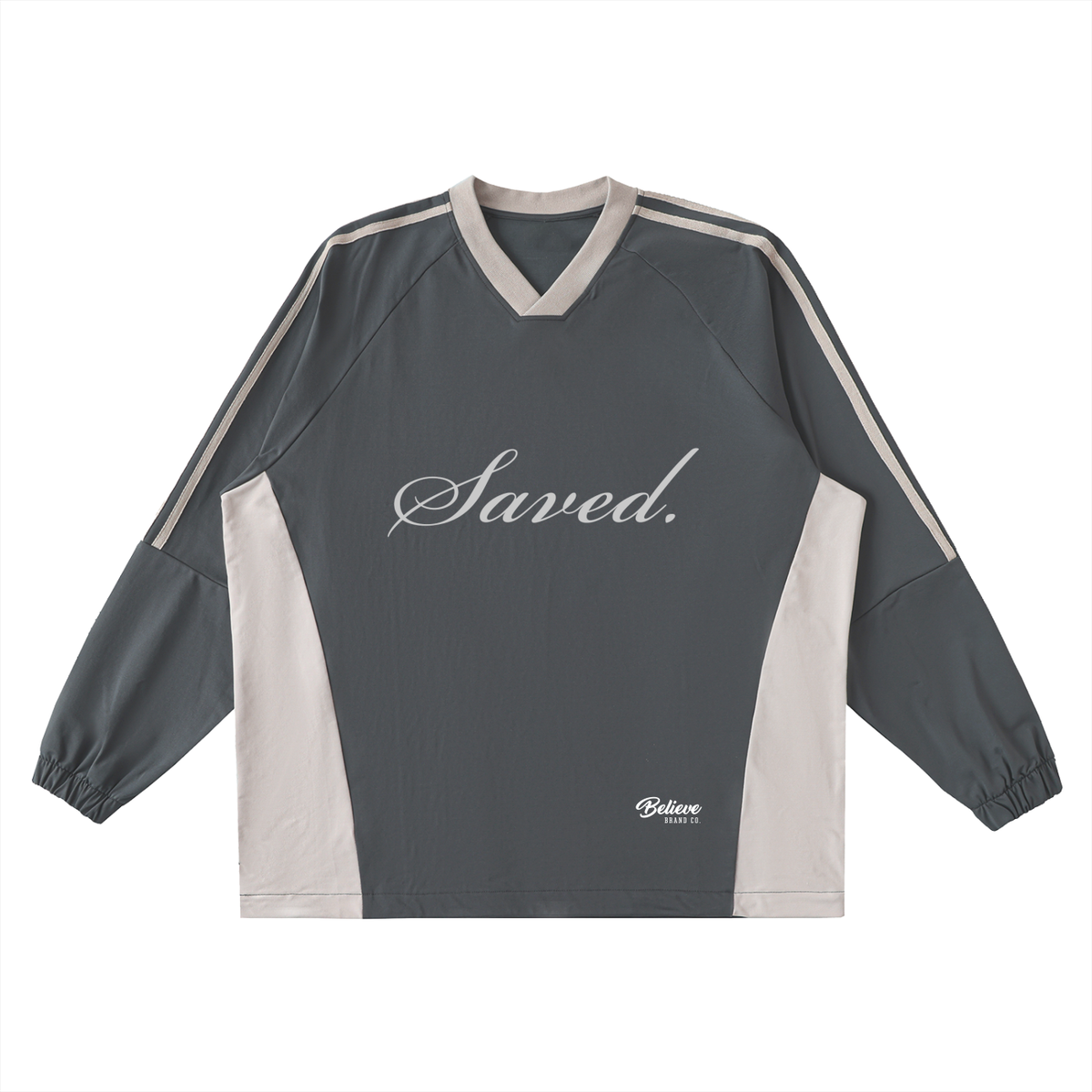 Color-Block V-Neck Long-Sleeve T-Shirt – Believe Brand Co.