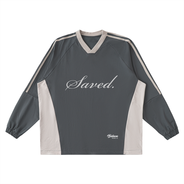 Color-Block V-Neck Long-Sleeve T-Shirt
