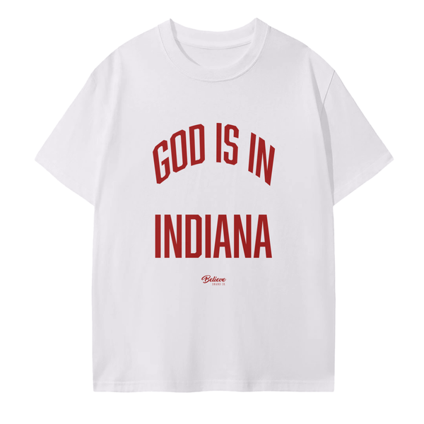 GOD IS IN INDIANA TEE Christian Indiana Hoosiers Clothes Believe Brand Co