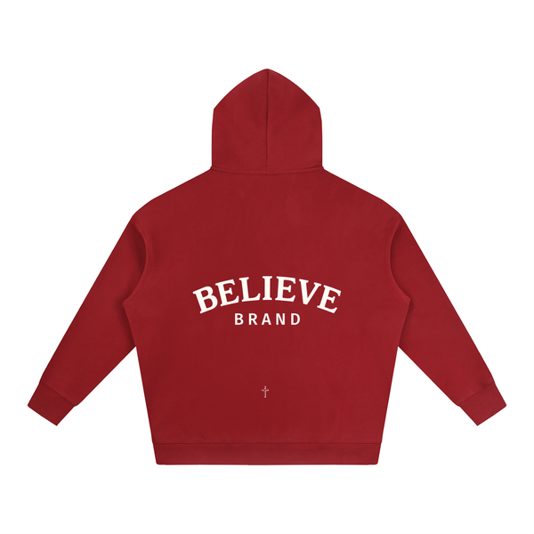 BELIEVE Red Fleeced Hoodie