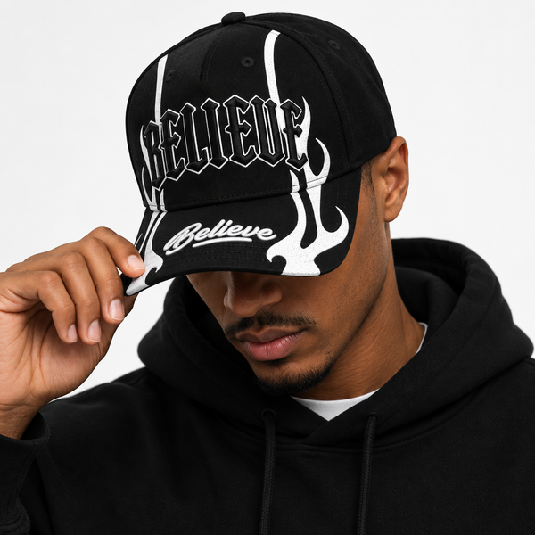BELIEVE Snapback Silver Flame Cap
