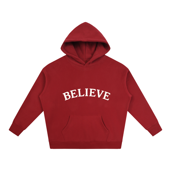 BELIEVE Red Fleeced Hoodie